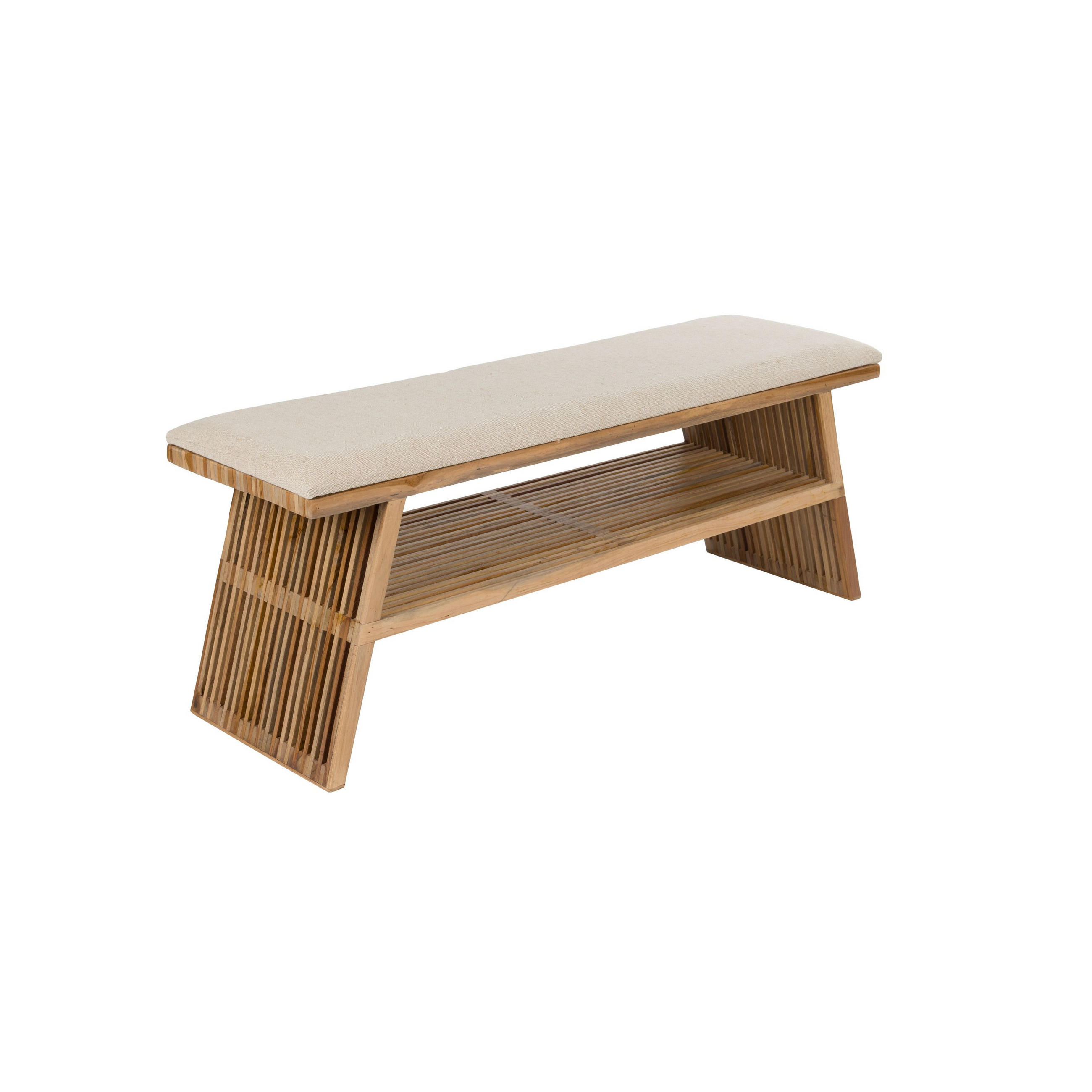 SITZBANK Djia 134x34x40 cm - Creme/Braun, Holz (110/40/34cm) - Housecraft Living