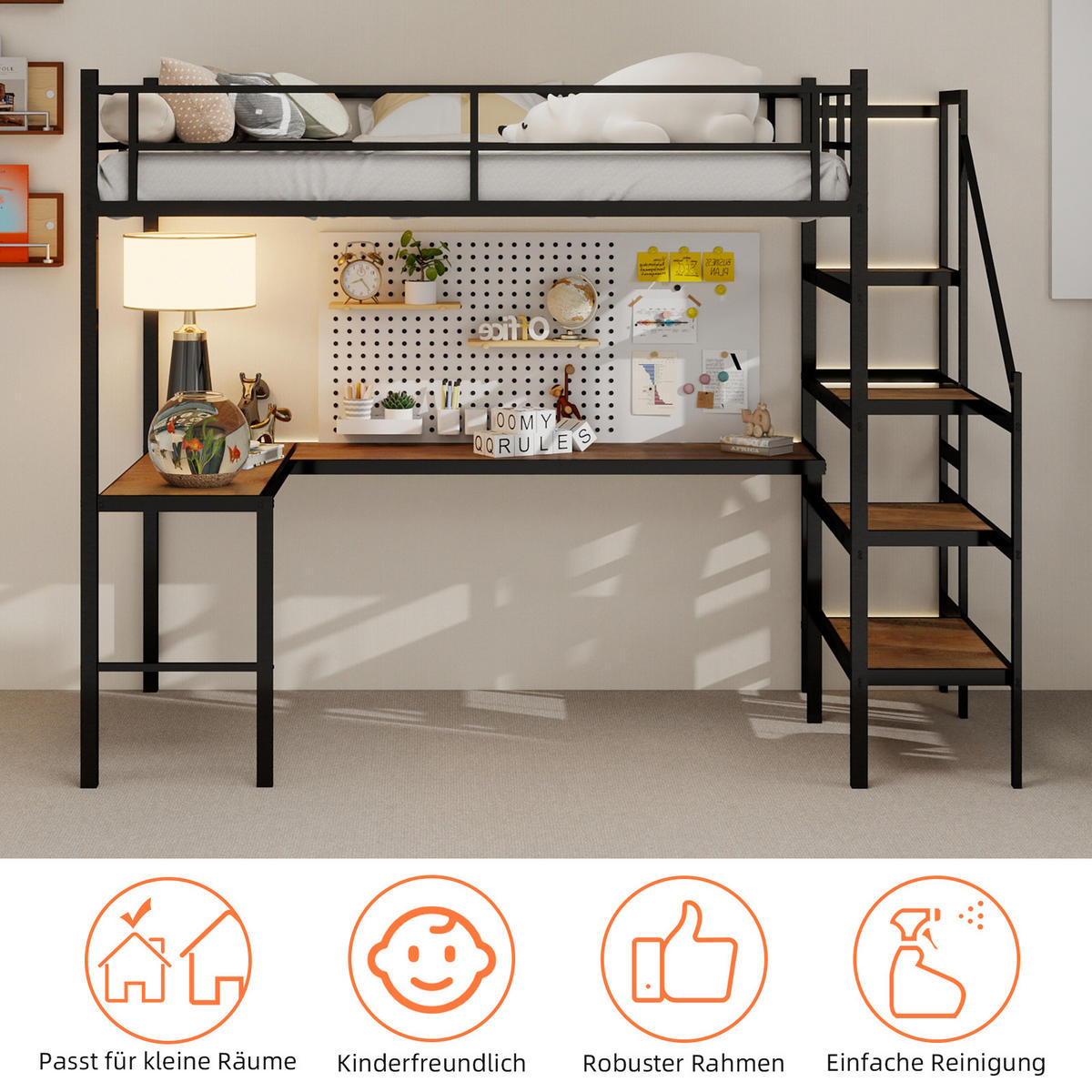 HOCHBETT Schwarz - Schwarz, Metall - Raumix