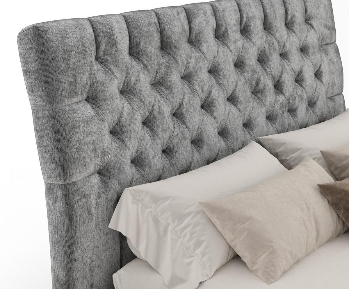 POLSTERBETT Vezzola Grau 120/200 cm im Chenille-Stoff - Schwarz/Naturfarben, Holz/Holzwerkstoff (120/200cm) - Maison de Reve