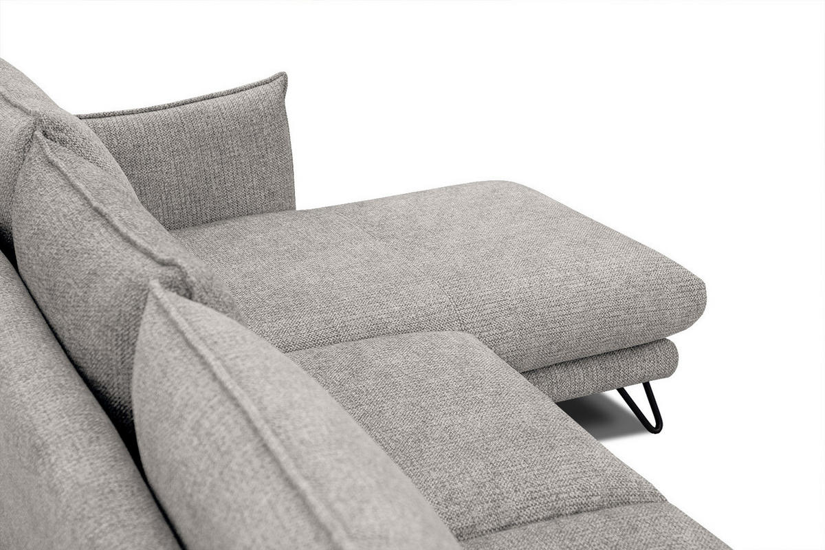 ECKSOFA HOSTEN 4-Sitzer, platinfarben - Platinfarben/Schwarz, Holzwerkstoff/Textil (269/158cm) - Courtois Laville