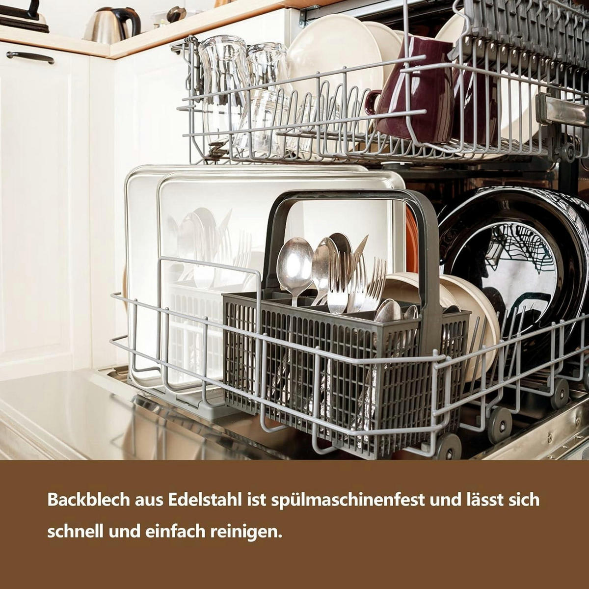 BACKBLECH 2er Set Edelstahl 31,4x24,6x2,5 cm - Silberfarben, Metall (24.6/2.5/31.4cm)