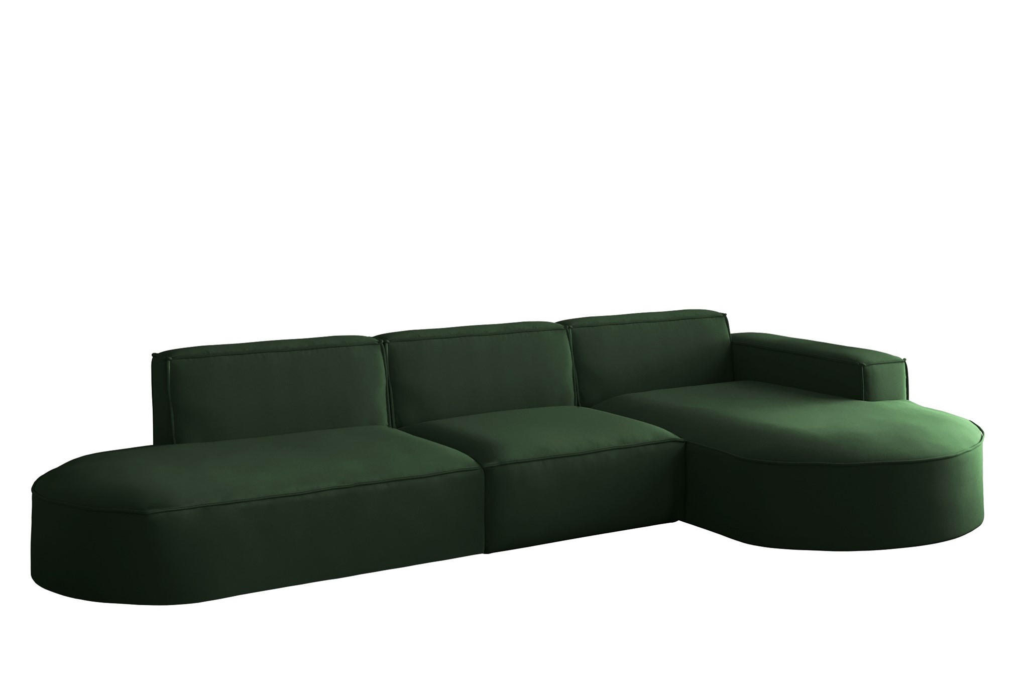 ECKSOFA Ottomane Palma Opera Velvet - Grün, Holzwerkstoff/Textil (296/165cm) - Fun Möbel