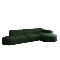 ECKSOFA Ottomane Palma Opera Velvet - Grün, Holzwerkstoff/Textil (296/165cm) - Fun Möbel
