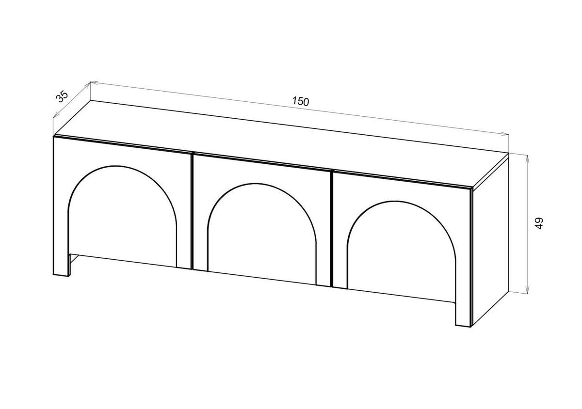 TV-LOWBOARD ARCO Schwarz, Gold 150x35x49 cm - Goldfarben/Schwarz, Holzwerkstoff (150/49/35cm) - FURNLUX