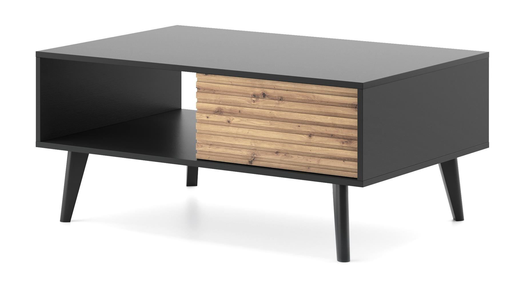 COUCHTISCH Willow Schwarz - Schwarz/Eiche Artisan, Holzwerkstoff (68/104/46cm) - Bettso