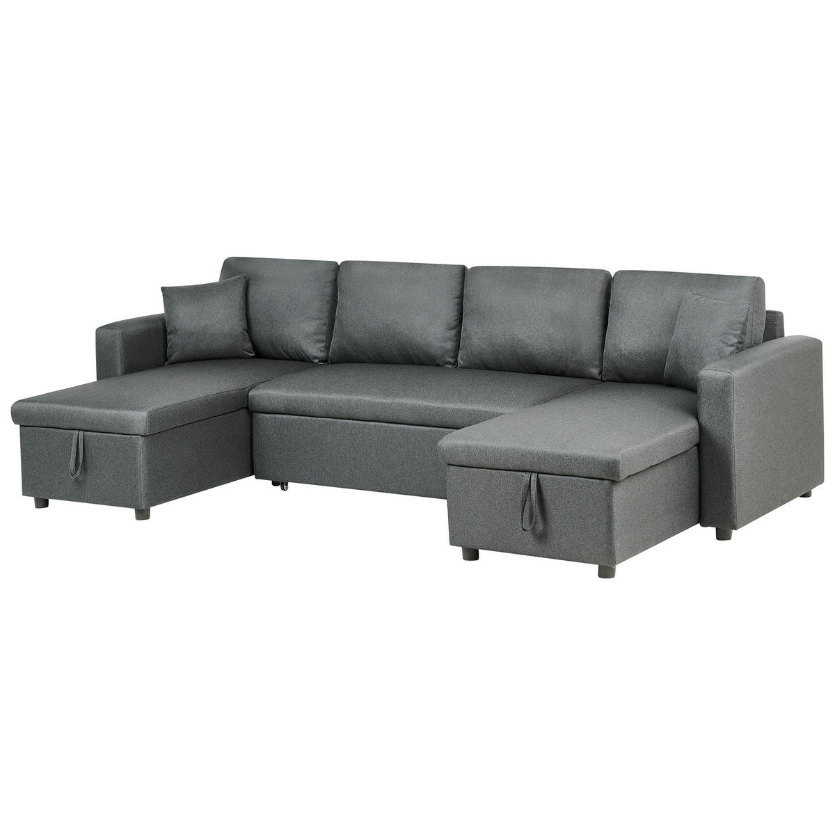 SCHLAFSOFA Polsterbezug Dunkelgrau Sommen - Dunkelgrau, Textil (287/86/147cm) - Beliani