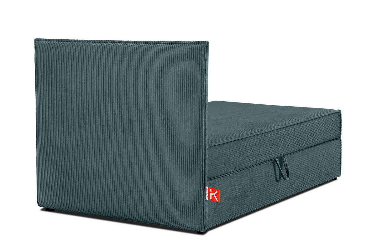 BOXSPRINGBETT ROTI Einzelbett, blau - Blau/Schwarz, Holz/Holzwerkstoff (80/200cm) - KONSIMO®