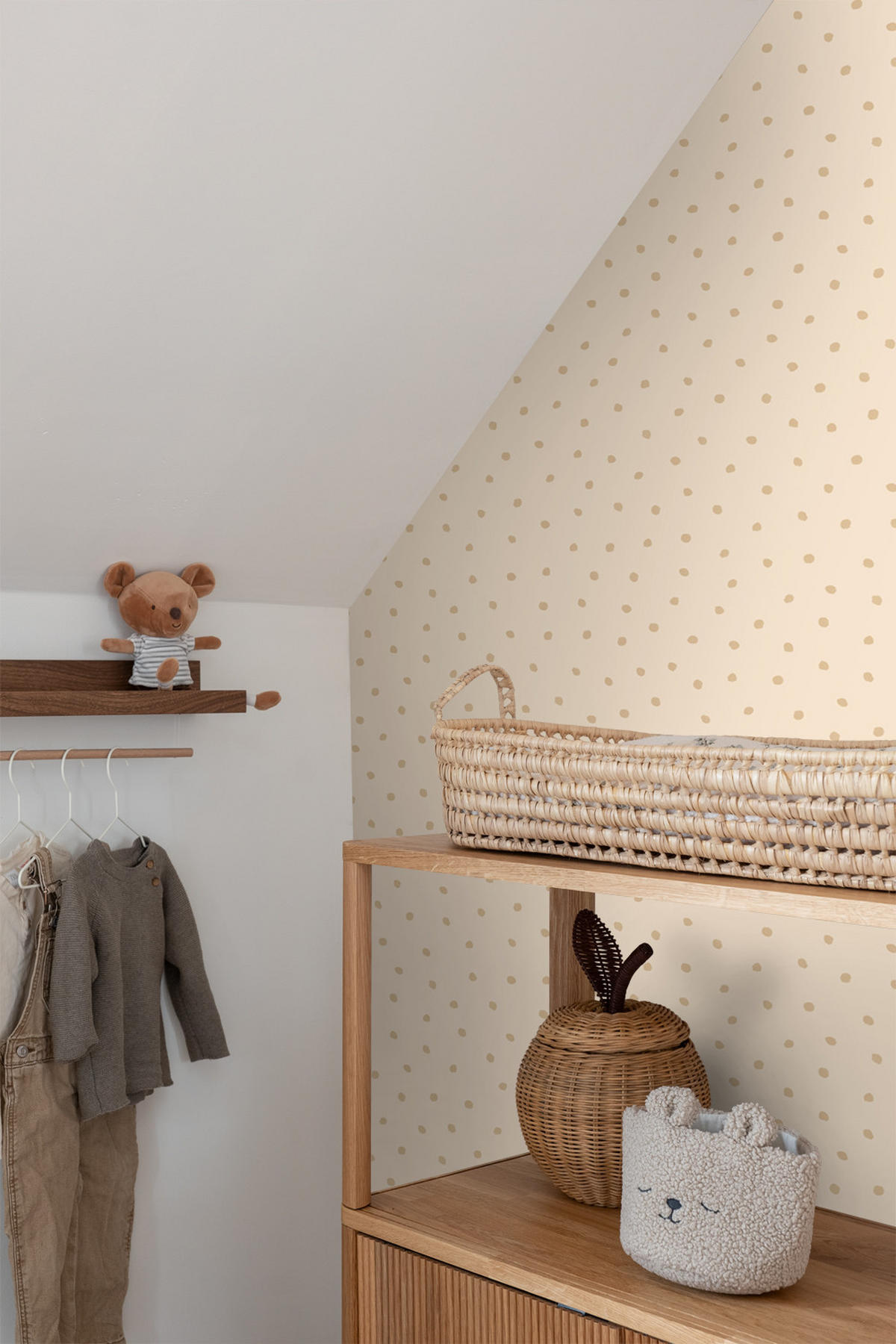 TAPETE Punkte 53 cm x 10.05 m - Beige, Papier (53/0.1cm) - ESTAhome