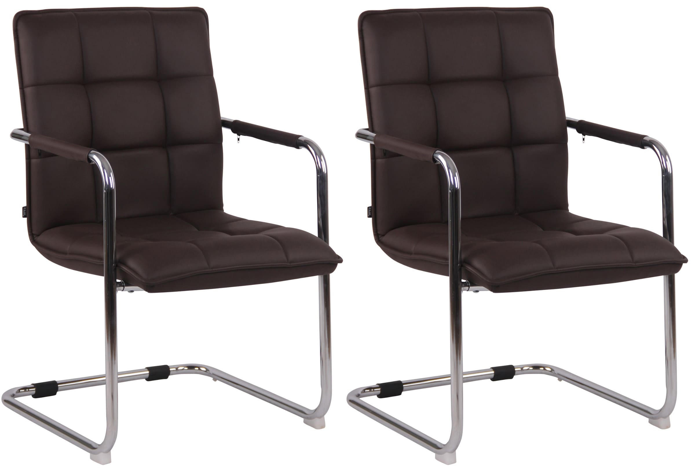 SCHWINGSTUHL 2er Set Lederlook braun - Chromfarben/Braun, Textil/Metall (57/89/64cm) - CLP
