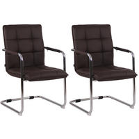 SCHWINGSTUHL 2er Set Lederlook braun - Chromfarben/Braun, Textil/Metall (57/89/64cm) - CLP