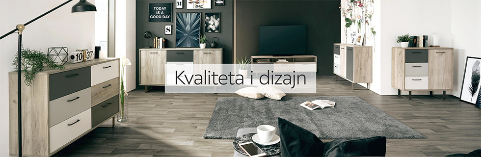 Moderna i kvalitetna komoda u nijansama sive boje Lesnina XXXL