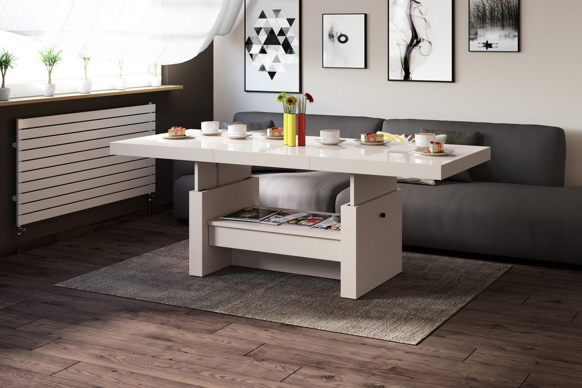 COUCHTISCH rechteckig Cappuccino Hochglanz 120/50/70 cm - Cappuccino, Holzwerkstoff (70/120/50cm) - designimpex