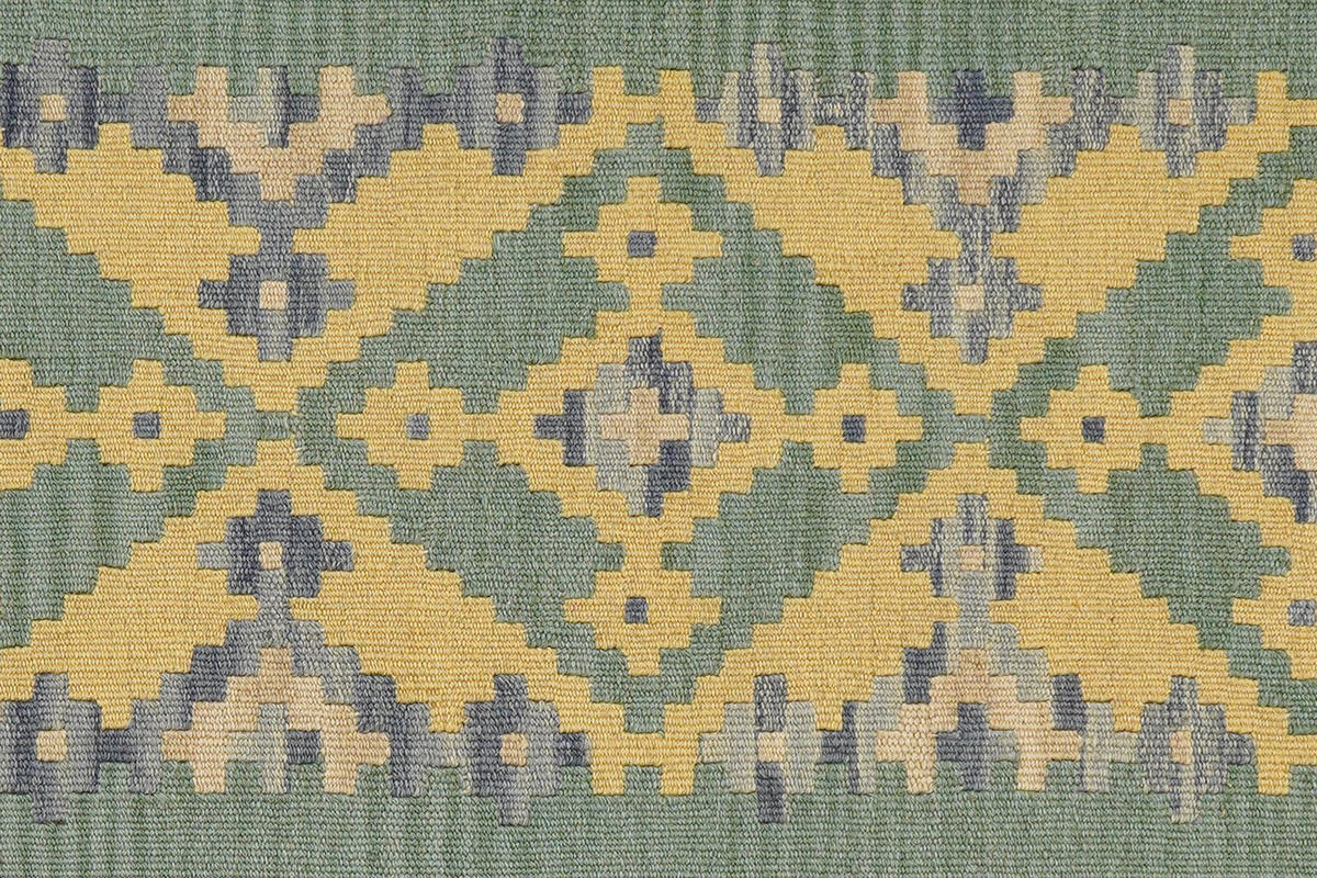 KELIM-LÄUFER handgewebt Gashgai Grün 252/90 cm Schurwolle - Grün, Textil (90/252cm) - Looma
