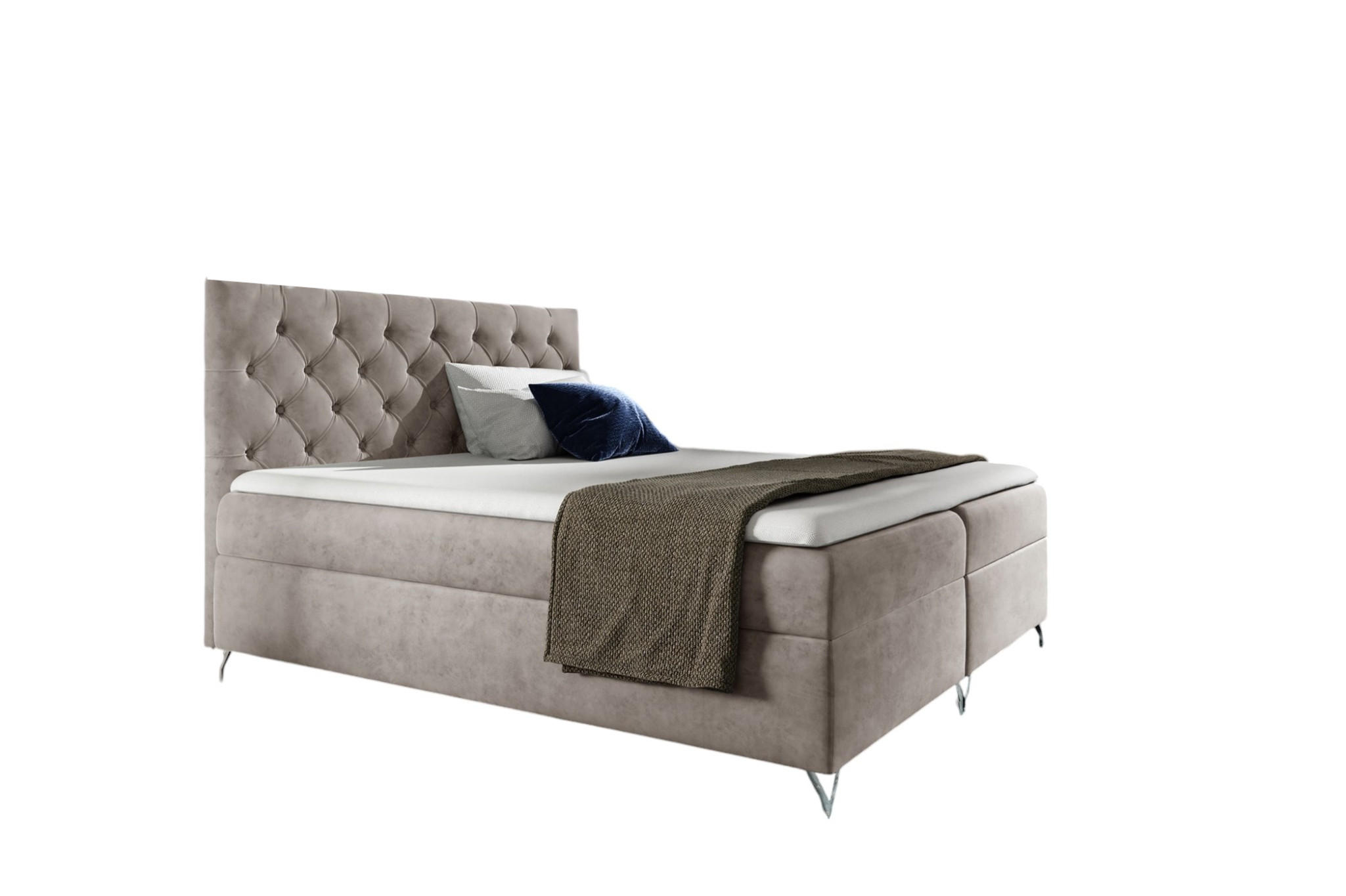 BOXBETT Ambre In überlänge - Beige, Holzwerkstoff/Textil (140/220cm) - Fun Möbel