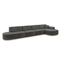 ECKSOFA Ottomane Rechts MARI-L3-v1 - 413x171x83 cm Dunkelgrau Velours - Dunkelgrau, Holzwerkstoff/Textil (171/413cm) - ALTDECOR