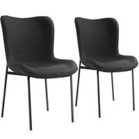 POLSTERSTUHL 2er Set Tessa 54 x 62 x 90 cm Webstoff schwarz/schwarz - Schwarz, Textil (54/90/62cm) - tectake