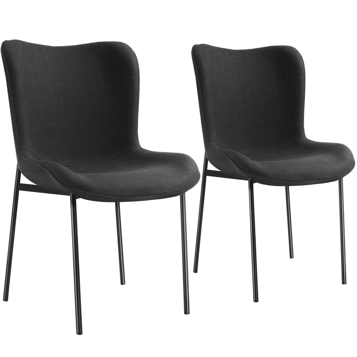 POLSTERSTUHL 2er Set Tessa 54 x 62 x 90 cm Webstoff schwarz/schwarz - Schwarz, Textil (54/90/62cm) - tectake