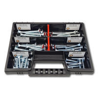 FLACHKOPFSCHRAUBEN Sortiment M5-M6 // 30mm-50mm 60 tlg. Schraubenbox DIN 603 - Zinkfarben, Metall (3.5cm) - Schraubenbox24