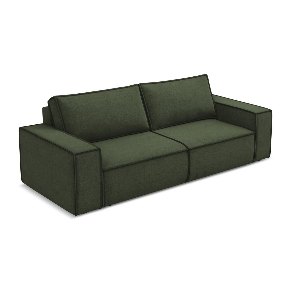 3-SITZER SOFA mit Schlaffunktion Strukturstoff Stoff Grün - Schwarz/Olivgrün, Kunststoff/Textil (255/85/105cm) - LaMiaSofa