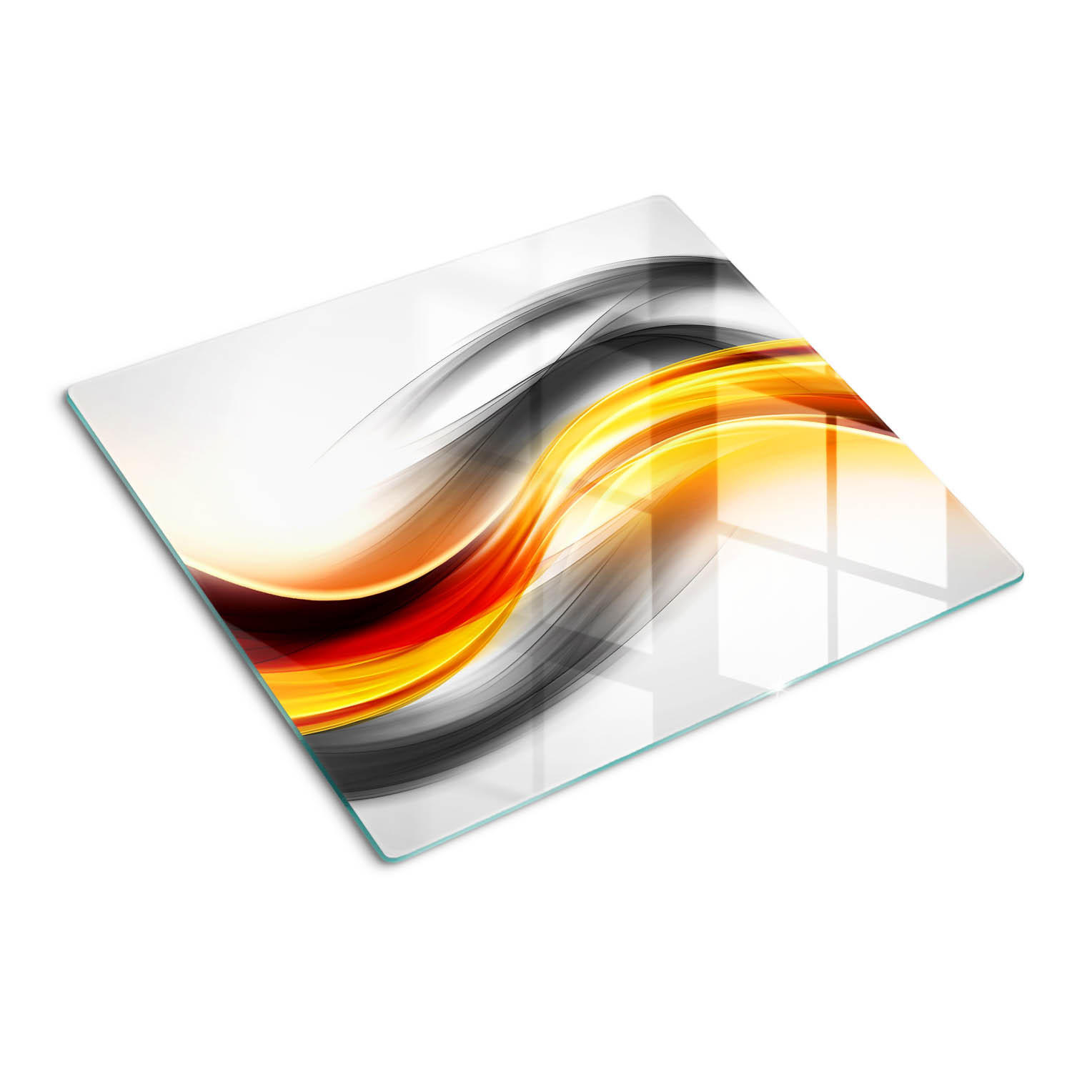 GLASPLATTE 60x52 cm Wellenabstraktion - Gelb, Glas (60/0.4/52cm) - TULUP