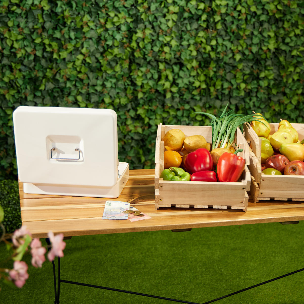 POKLADNIČKA na euro mince - červená, kov/plast (30.5/8.5/25cm) - Relaxdays