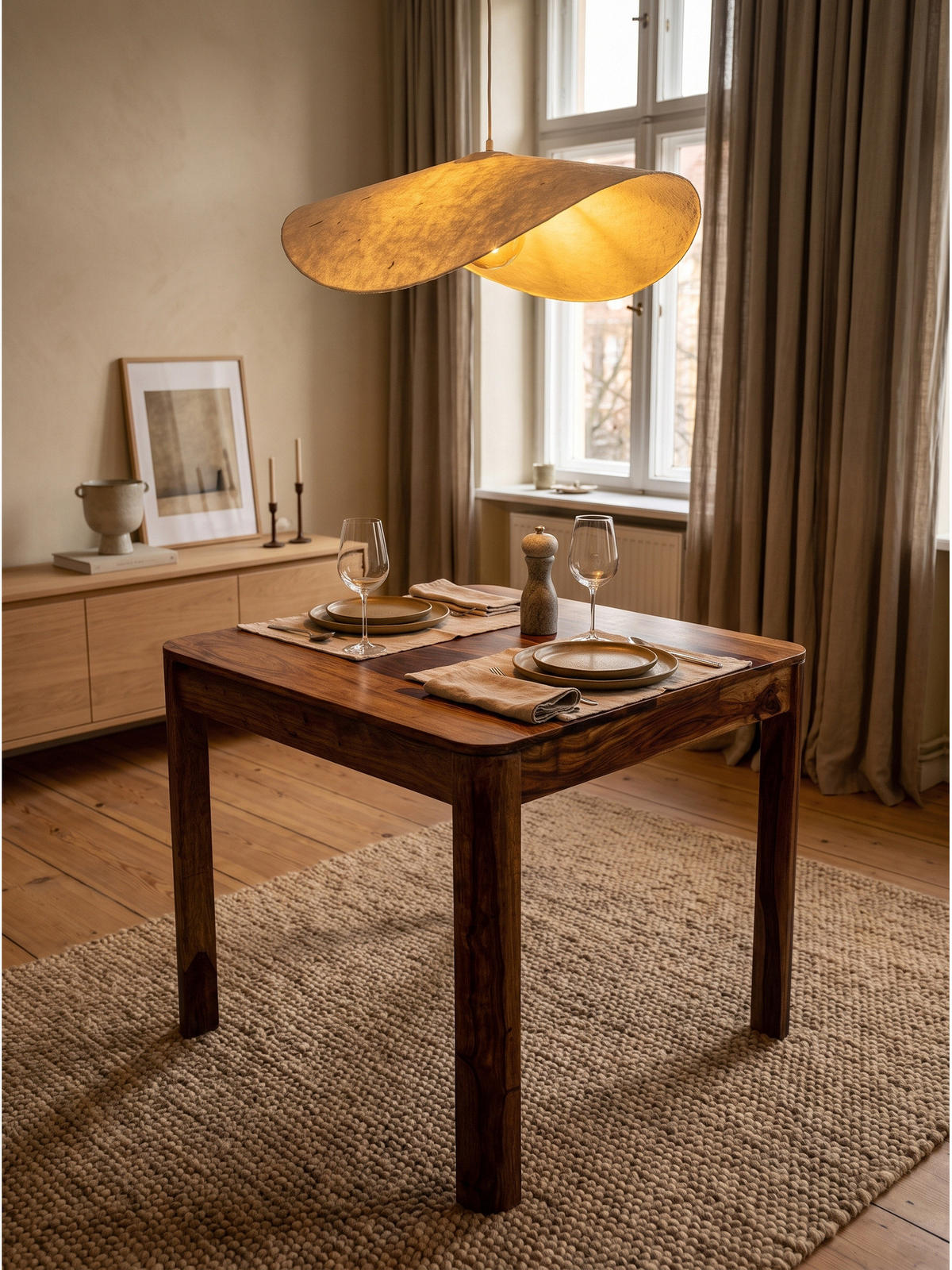 ESSTISCH CHARENTE, Dunkles Massivholz, handgefertigt, 80 x 80 x 76 cm - Braun, Holz (80/80/76cm) - KADIMA DESIGN