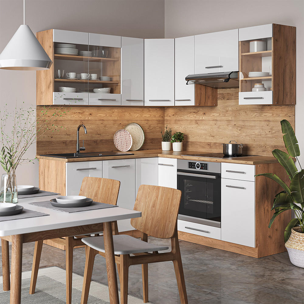 Thumbnail - Vicco Eckküche, Weiß Hochglanz, Holzwerkstoff, L-Form,Formgebogen, 190x81.6x46 cm, Küchen, Eckküchen, Eckküchen ohne Ger...