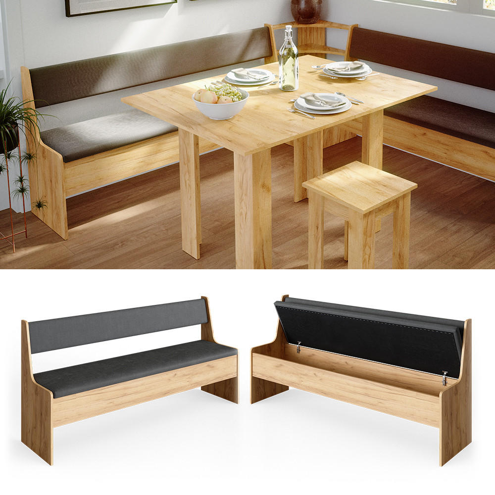 ESSZIMMER-ECKBANK Roman Sandeiche 166.6 x 41.5 cm - Anthrazit/Eiche Wotan, Holzwerkstoff (41.5/80/166.6cm) - Vicco