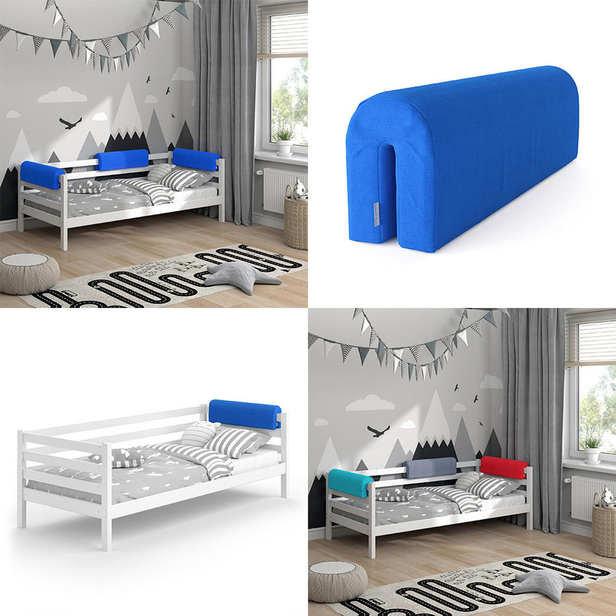 BETTUMRANDUNG Blau 70 x 20 cm - Blau, Textil (70/20/14cm) - VitaliSpa