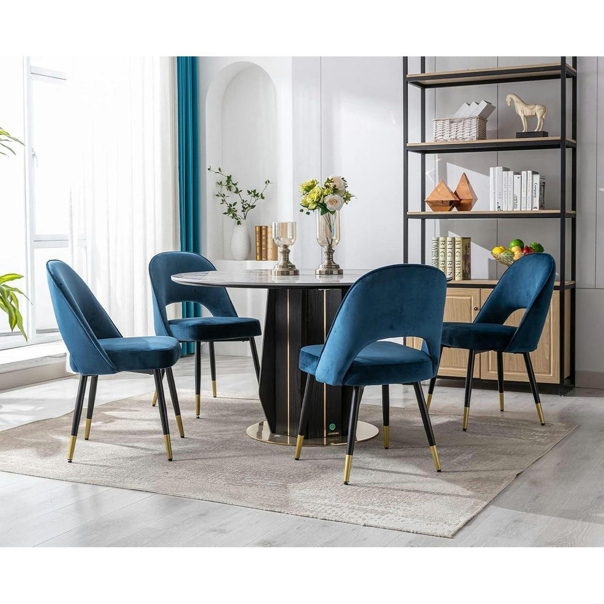 ESSZIMMERSTUHL 4er Set Samt Blau - Blau, Textil (50/86/58cm)