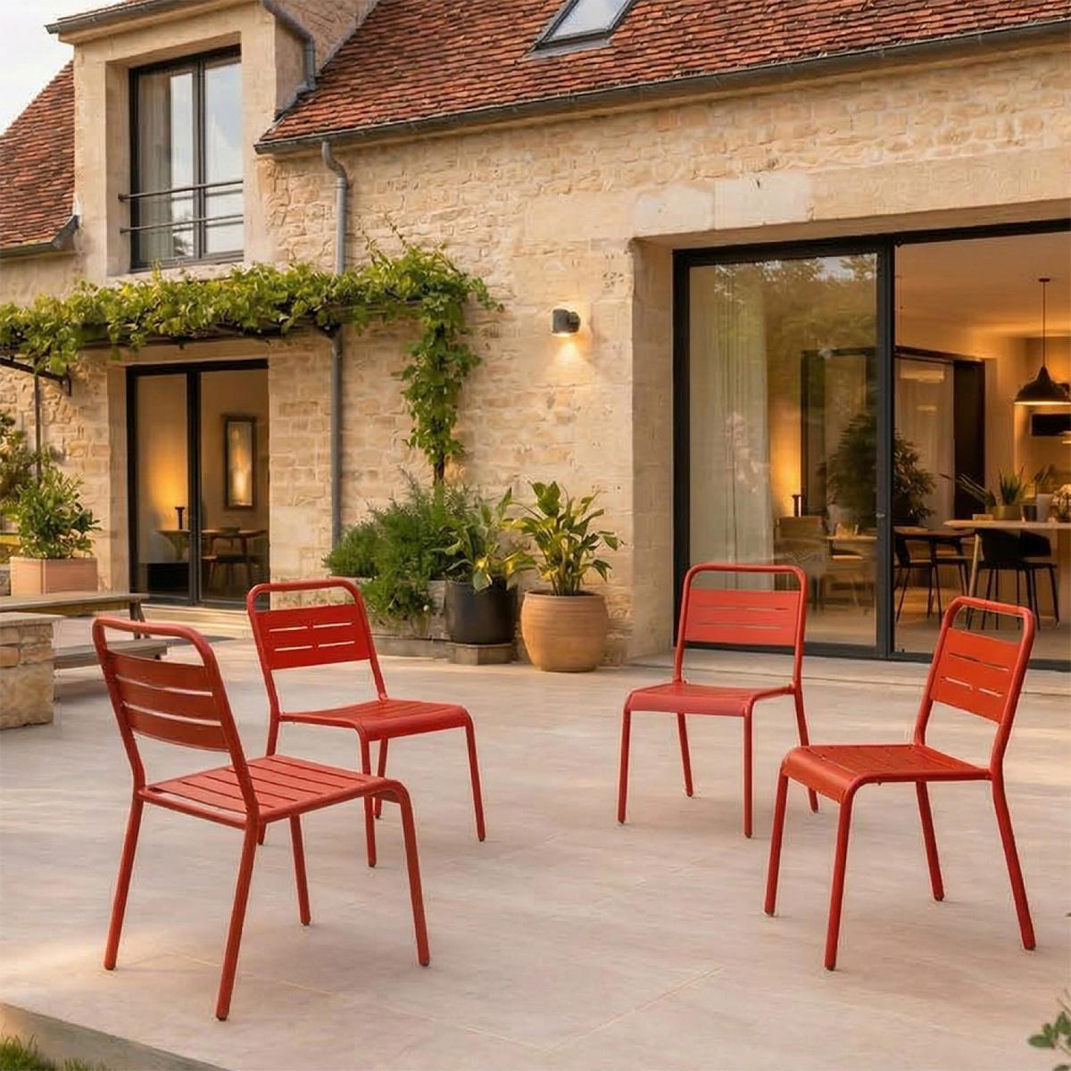 STUHL Bergame Terrakotta 4er-Set - Terracotta, Metall (59/79/43cm) - Concept Usine