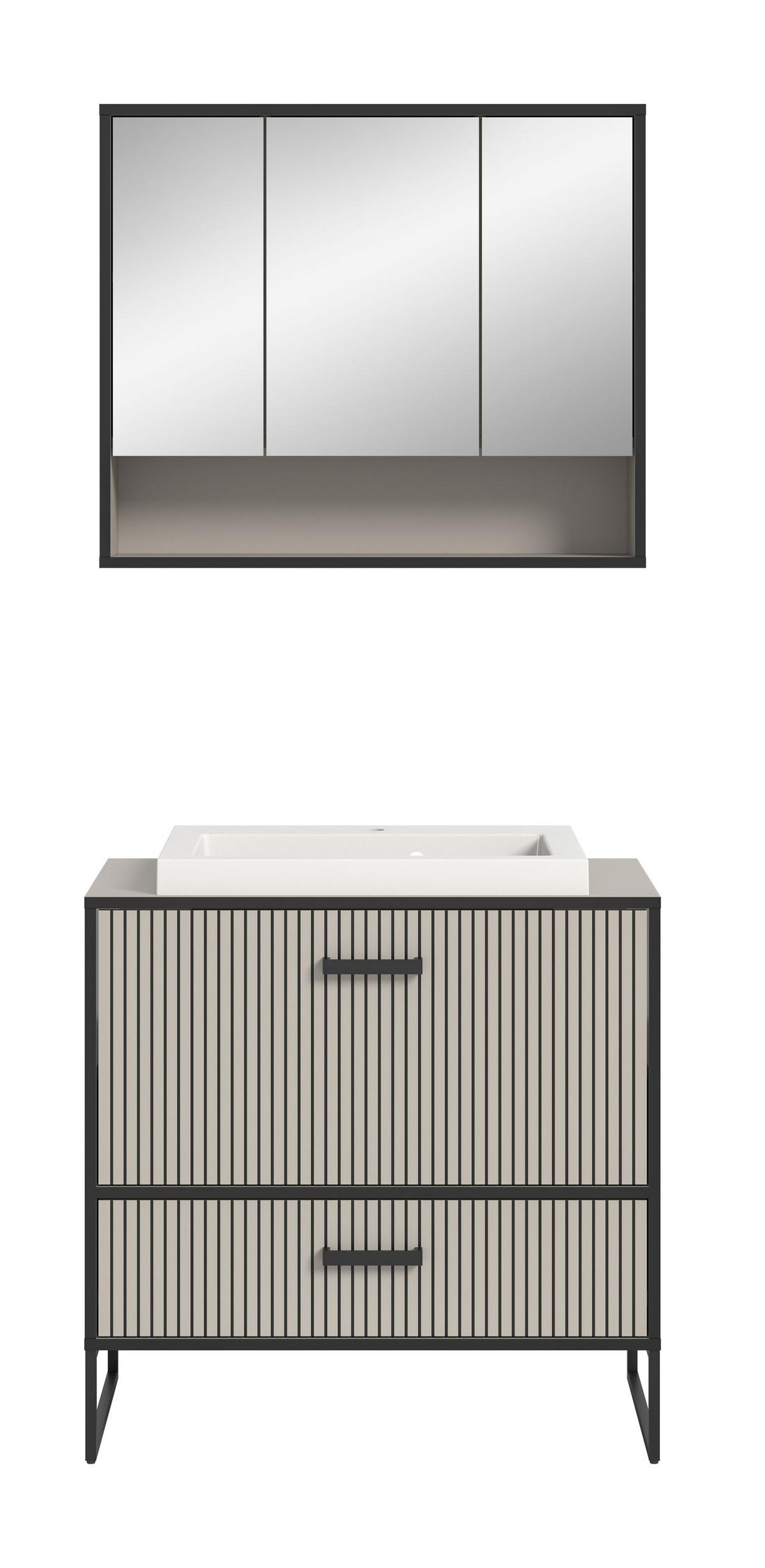 BADKOMBINATION Bagno 80x192x48 cm Kaschmir Schwarz 2tlg. - Kaschmir, Holzwerkstoff (80/192/48cm)