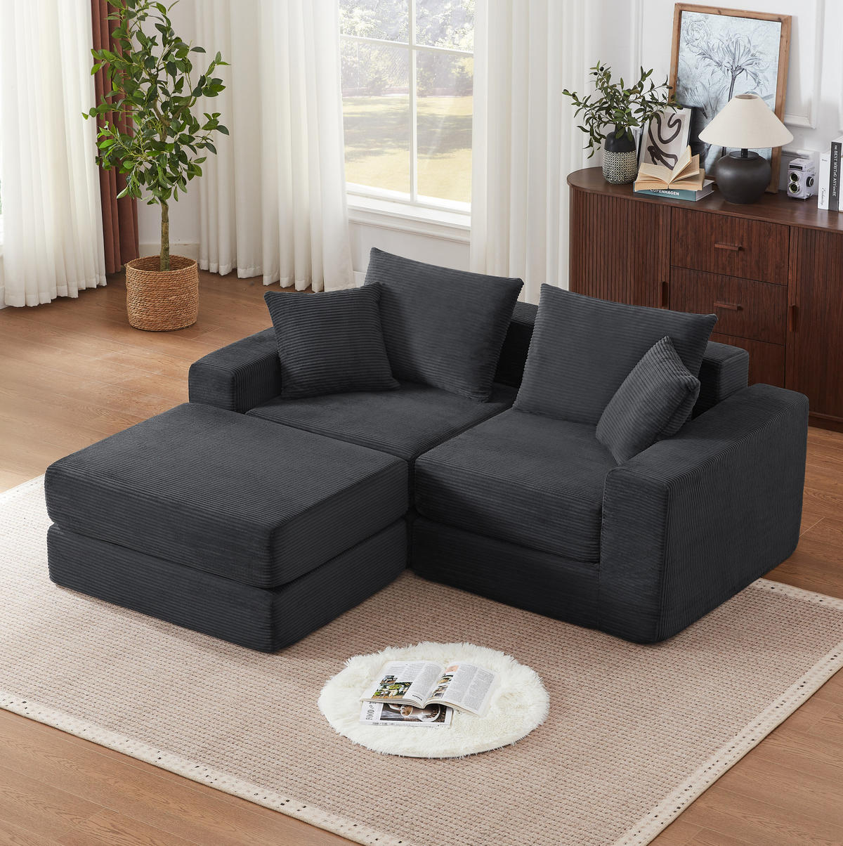 SOFA modulares Design Dunkelgrau - Dunkelgrau, Kunststoff (96/259.5cm) - Meubliv