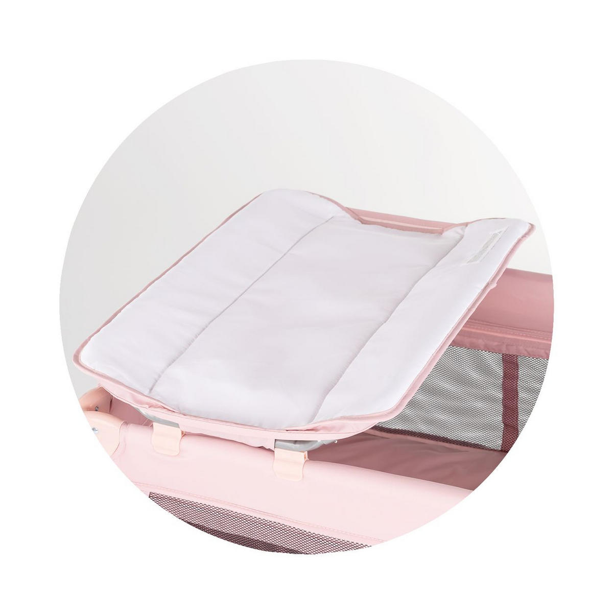 REISEBETT Bella rosa Baby 2 Ebenen seitlicher Eingang Musikmobile Wickelauflage - Rosa, Kunststoff (60/120cm) - Chipolino