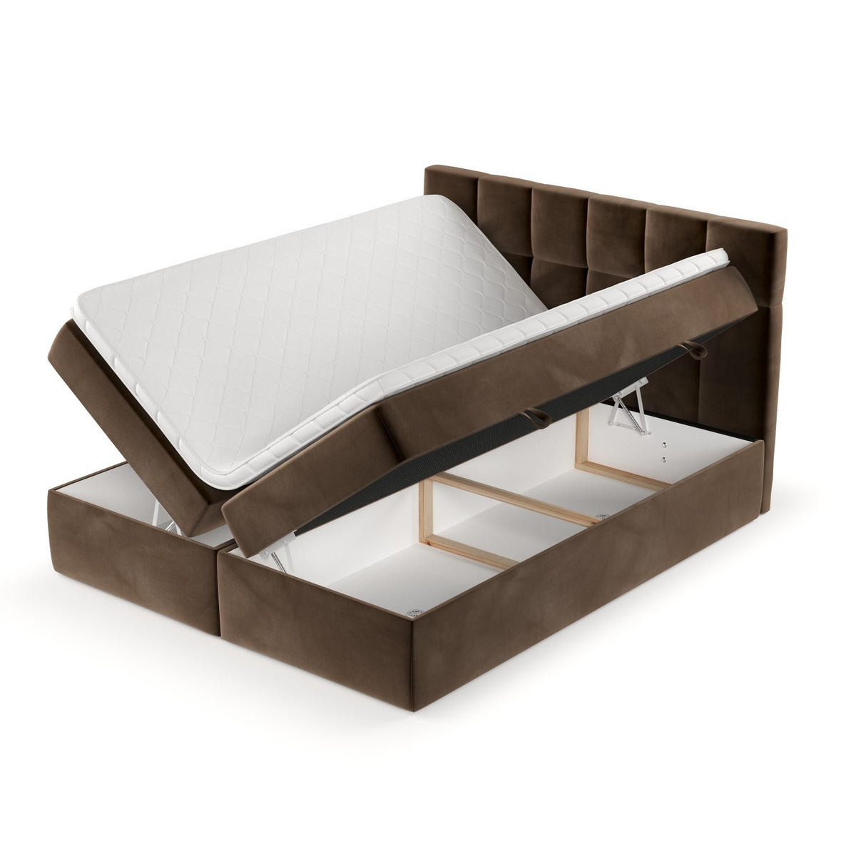 POSTEL BOXSPRING VARENO 180/200 Hnědá - černá/hnědá, kov/dřevo (180/200cm) - AltaBeds