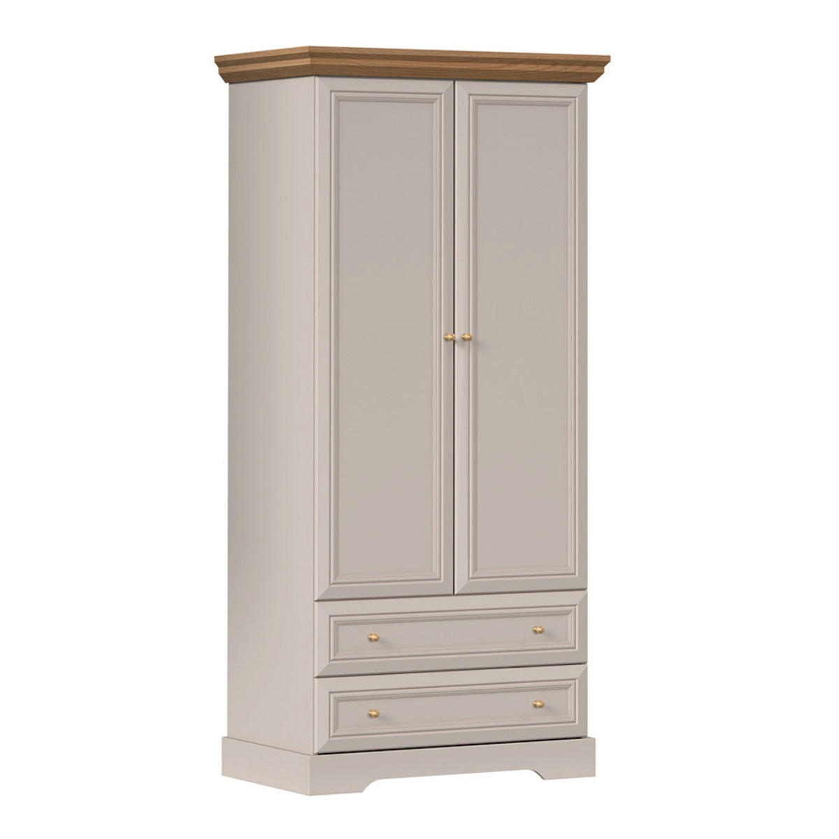 SCHRANK 2 Türen Dulci Kaschmir und Holz - Beige, Holzwerkstoff (88.4/188.8/55.2cm) - Petits-meubles