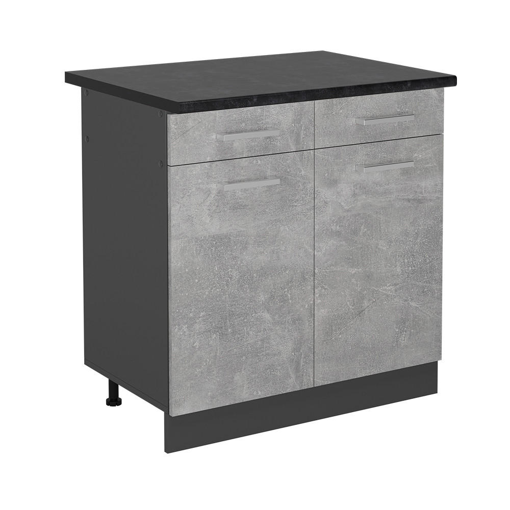 KÜCHENUNTERSCHRANK R-Line Beton 80 cm , AP Anthrazit - Schieferfarben/Anthrazit, Holzwerkstoff (80/81.6/60cm) - Vicco