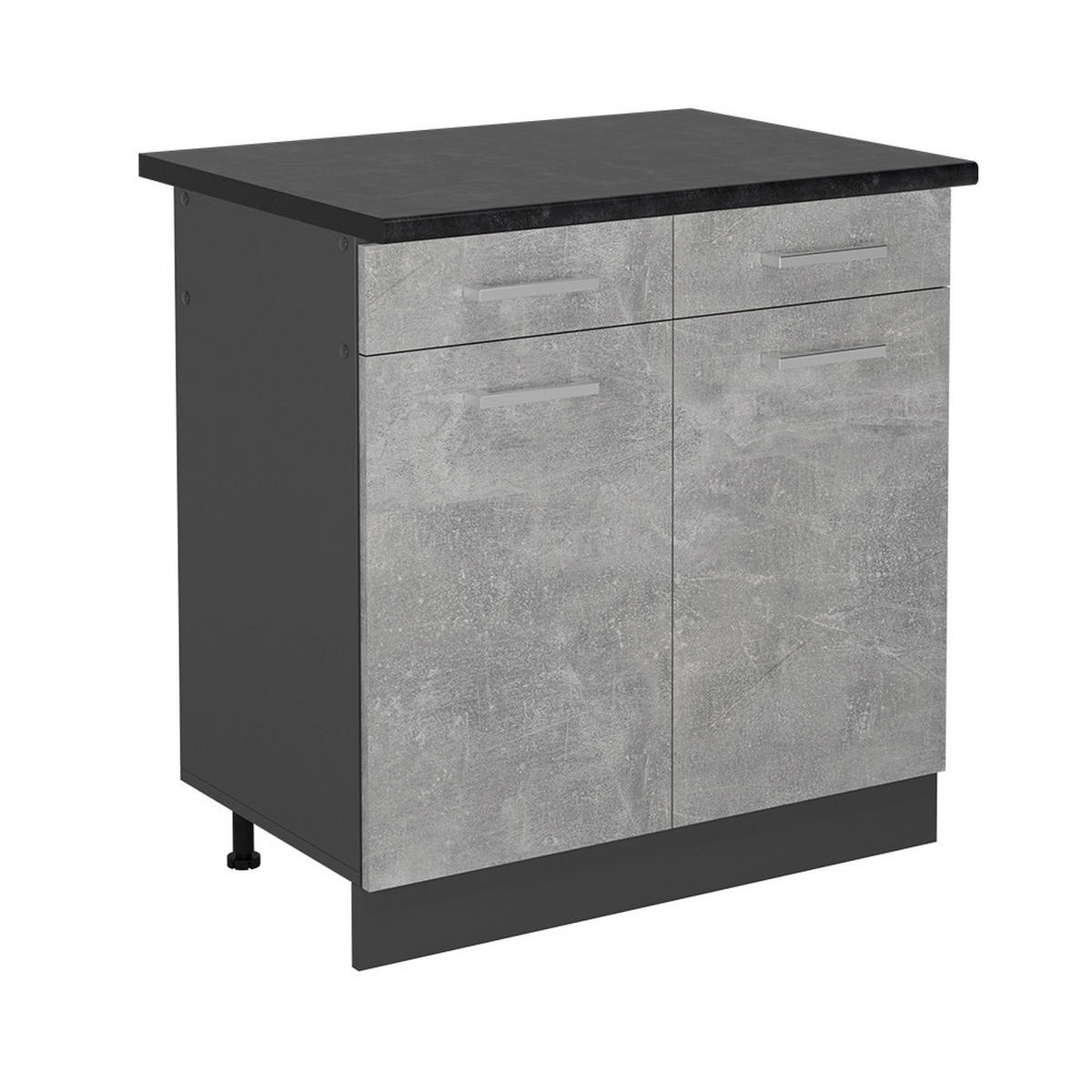 KÜCHENUNTERSCHRANK R-Line Beton 80 cm , AP Anthrazit - Schieferfarben/Anthrazit, Holzwerkstoff (80/81.6/60cm) - Vicco