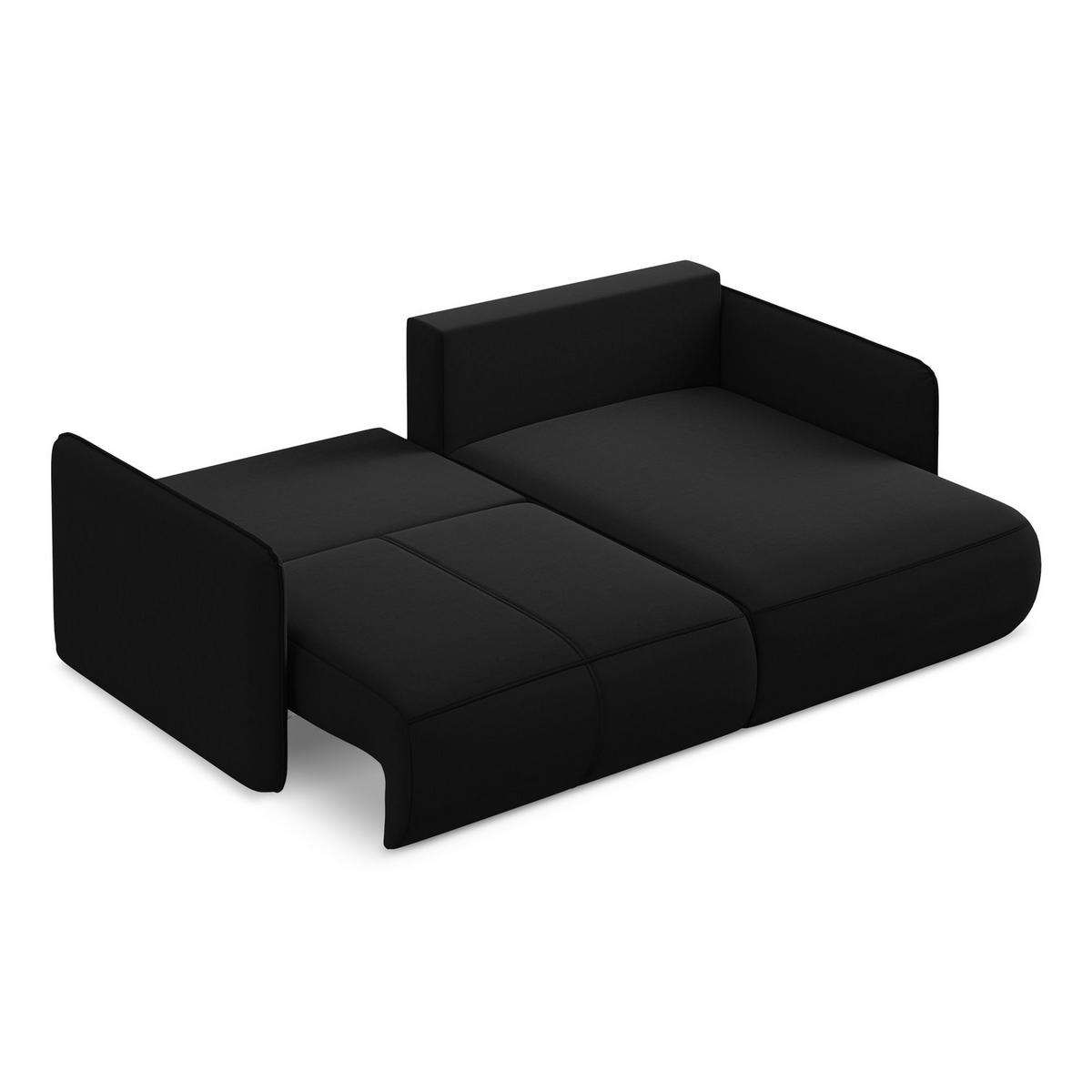 ECKSOFA mit Schlaffunktion Samt Stoff Schwarz - Schwarz, Kunststoff/Textil (207/148cm) - LaMiaSofa