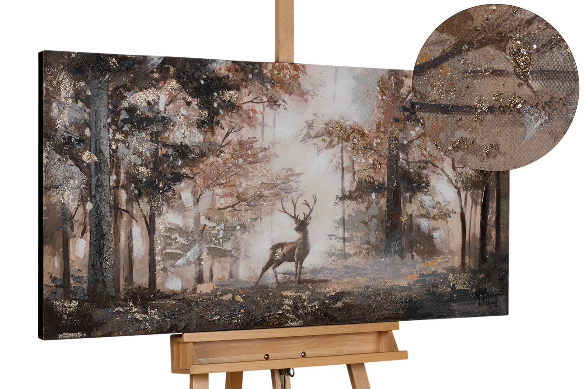 ÖLGEMÄLDE 120/60 cm - Goldfarben/Braun, Holz/Textil (120/60cm) - KUNSTLOFT