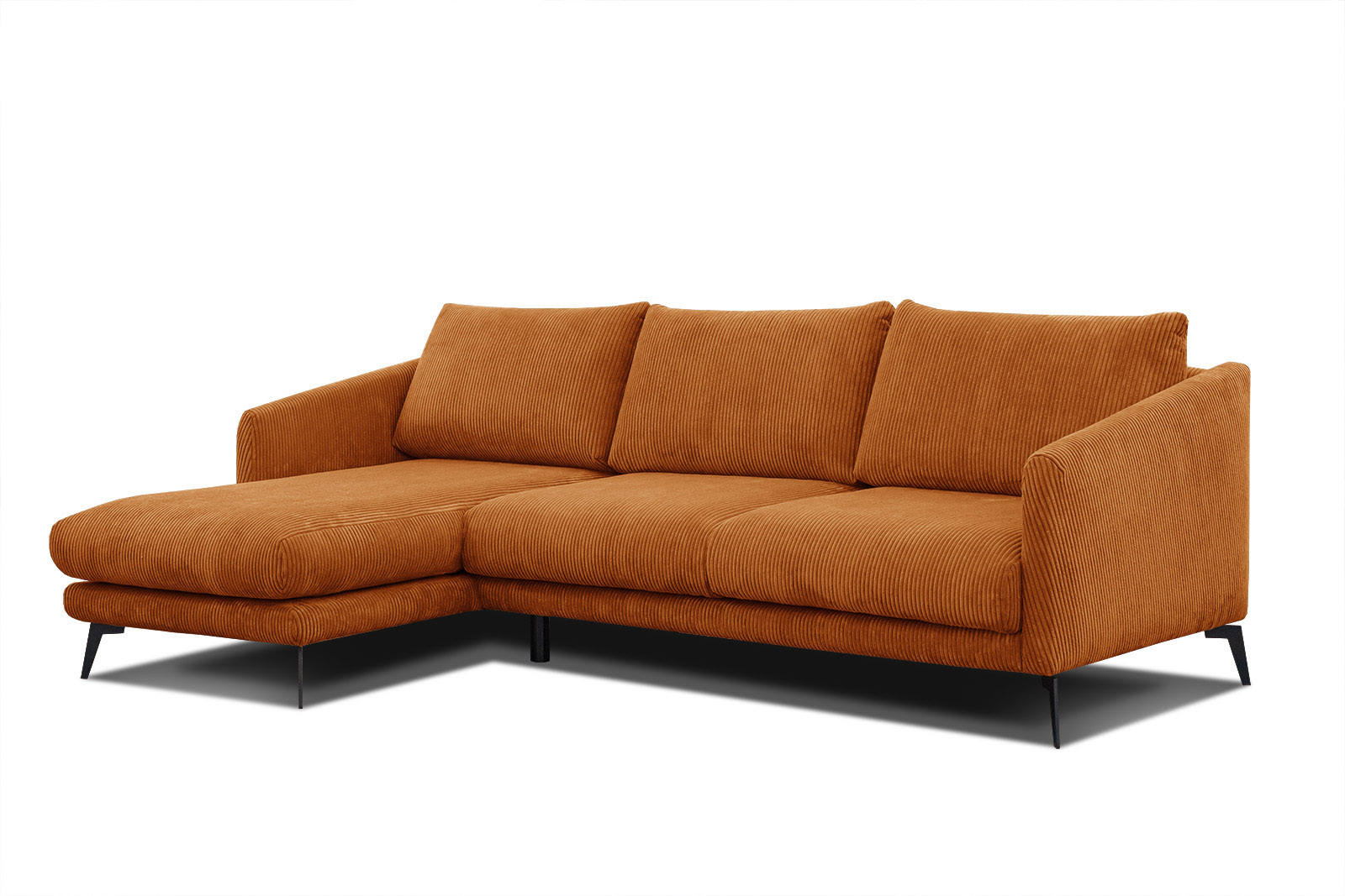 ECKSOFA VILT 4-Sitzer, orange - Schwarz/Orange, Holzwerkstoff/Textil (156/255cm) - Courtois Laville