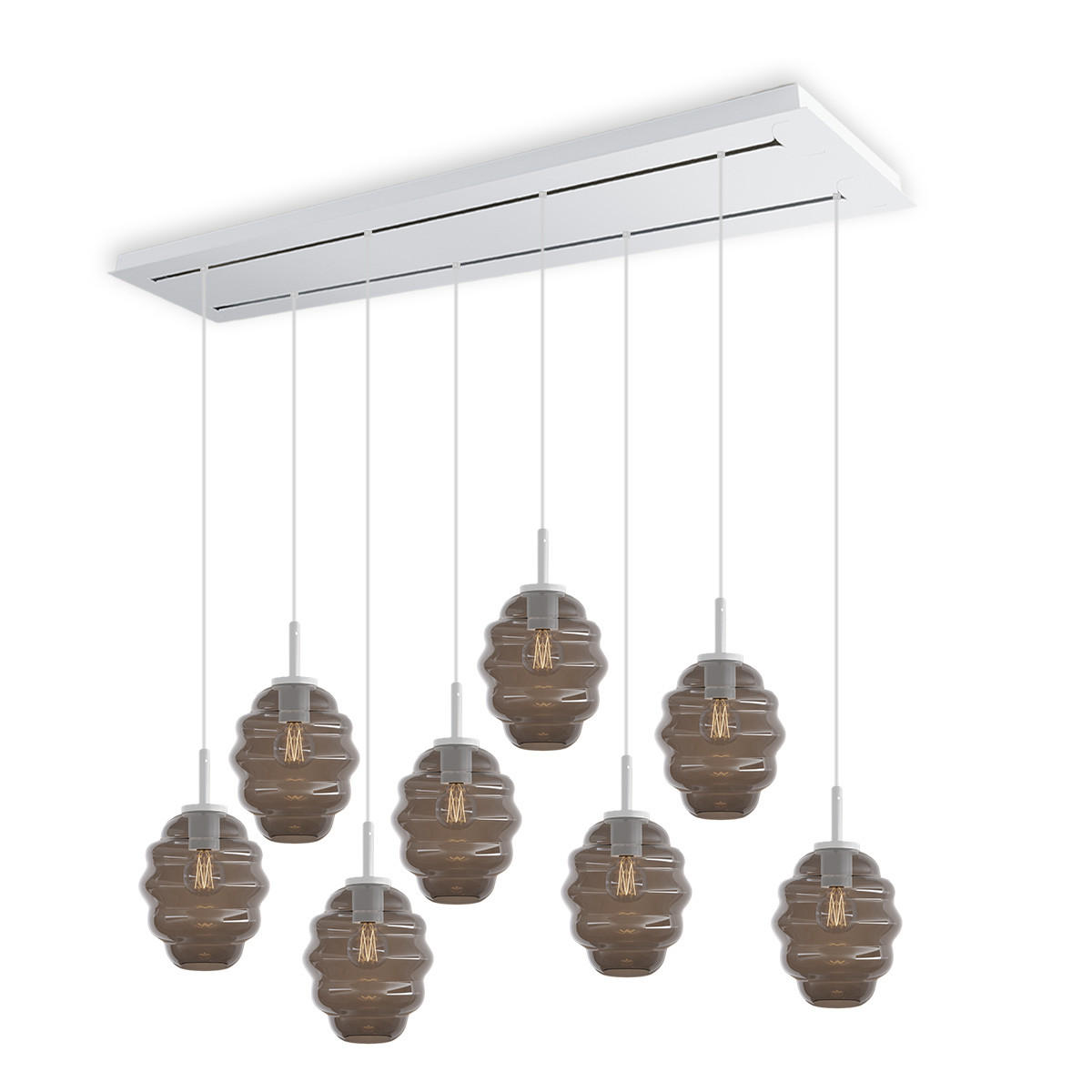 HÄNGELEUCHTE Echos 8-flammig Rauch Ø 18cm - Anthrazit/Weiß, Glas (18/18/20cm) - s.luce