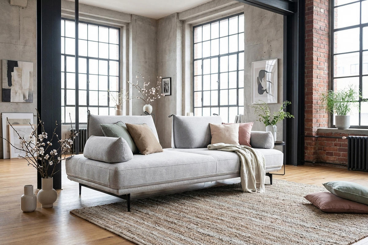 SCHLAFSOFA CANE Grau Webstoff - Schwarz/Grau, Textil/Metall (210/80/100cm) - KAWOLA