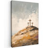 LEINWANDBILD Hügel - Abstrakt - Christentum - Kreuz Deko XXL 80x120 cm - Hellgrau, Textil (80/120cm) - MuchoWow