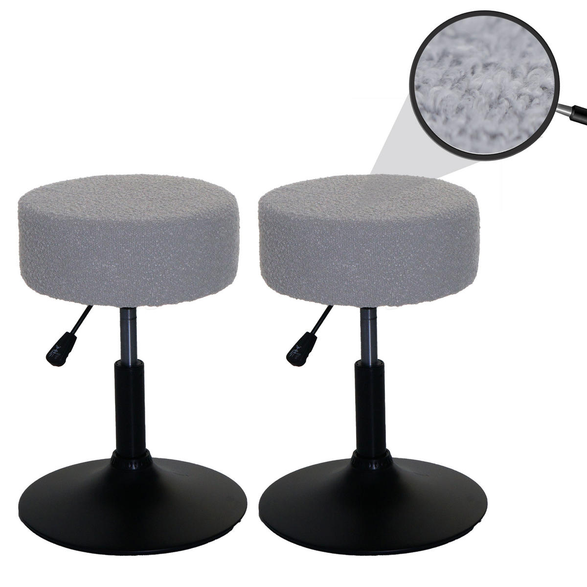 HOCKER Hellgrau 2er-Set - Hellgrau, Textil (37/57/37cm) - MCW