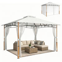 GARTENPAVILLON, Sonnenschutznetz, Teakholz creme - Creme, Textil (69/32/243cm) - Vallsero