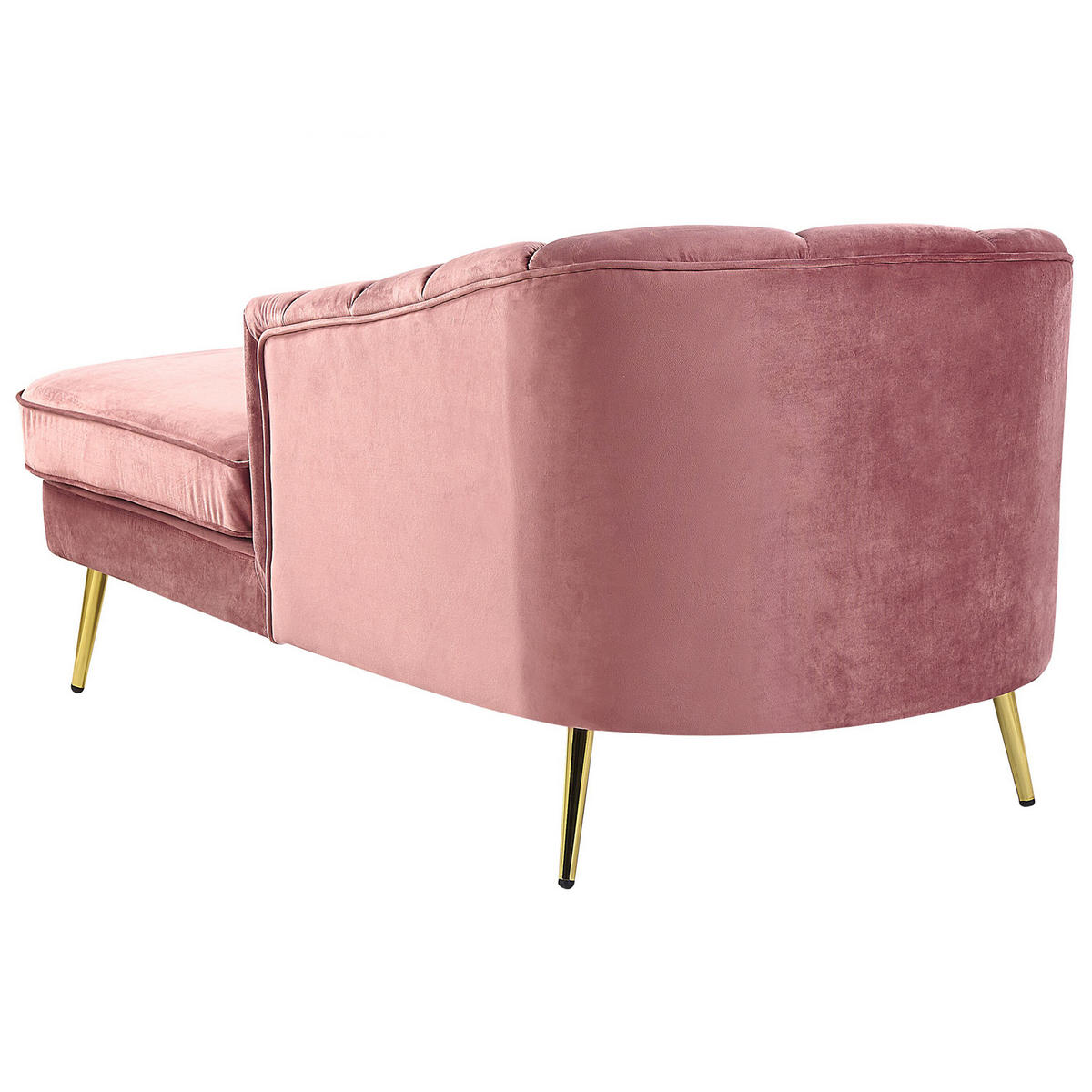 CHAISELONGUE Samtstoff rosa linksseitig Allier - Pink/Goldfarben, Textil (150/75/76cm) - Beliani