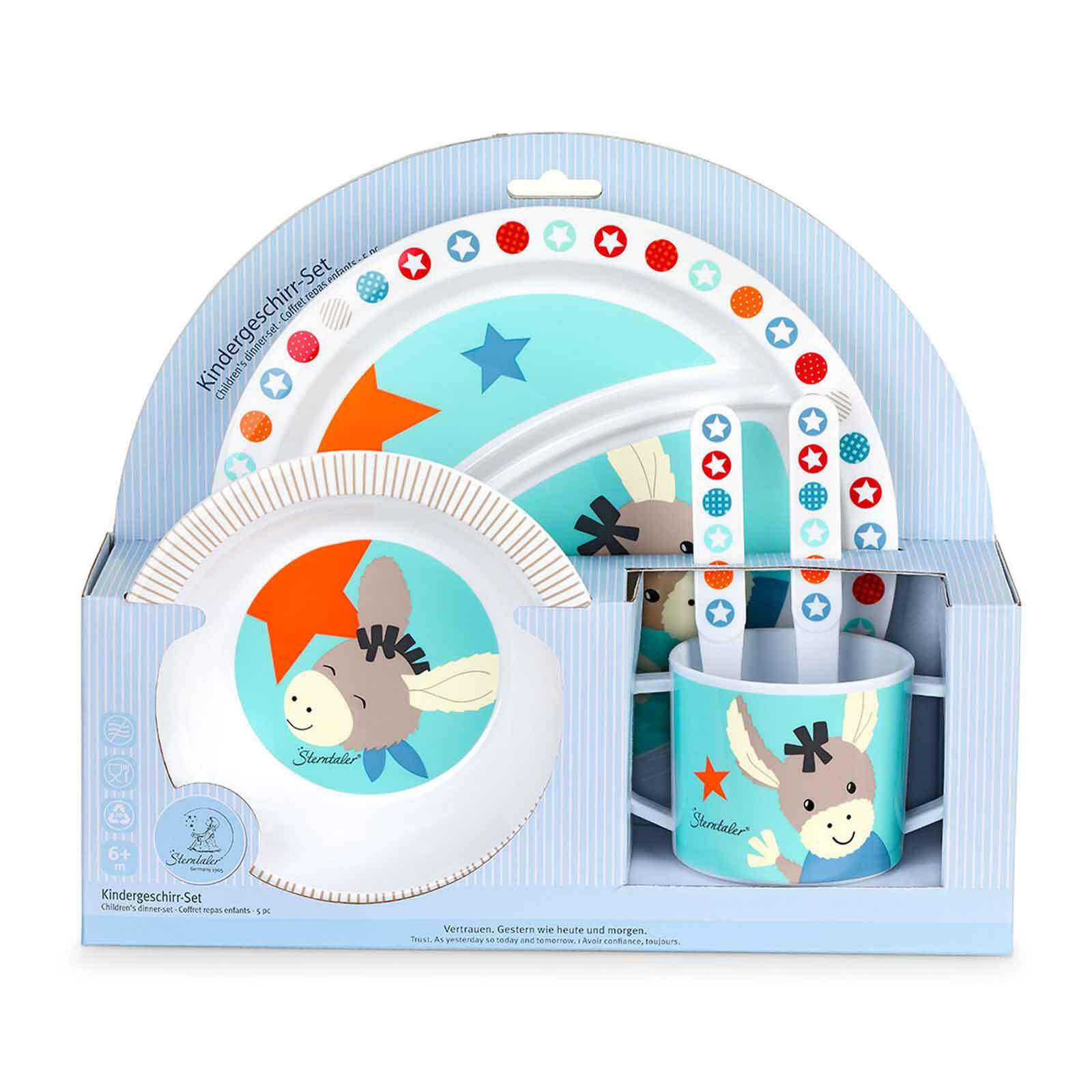 KINDERGESCHIRR SET Esel Emmi 5er Set - Blau, Kunststoff (25/10/23.5cm) - Sterntaler