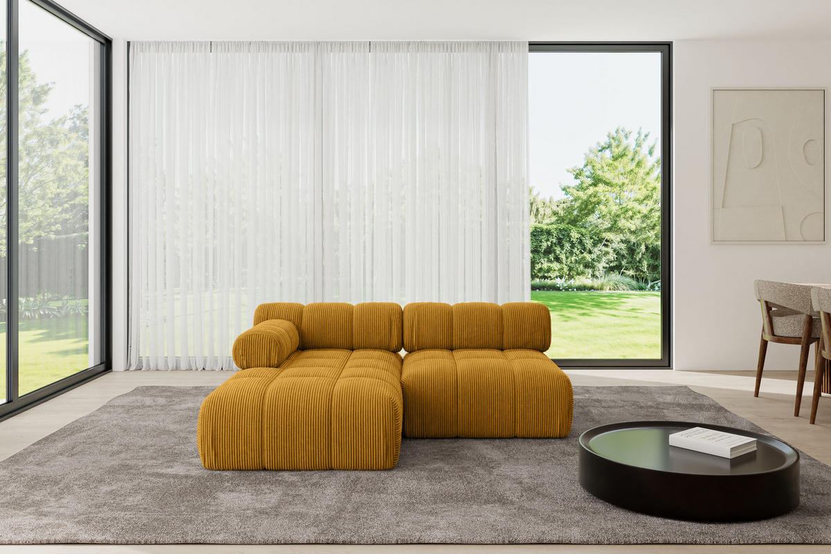 ECKSOFA modulares Sofa Razon-L1 - 190x160x70 cm Senfgelb Cord - Currygelb, Holzwerkstoff/Textil (190/160cm) - ALTDECOR
