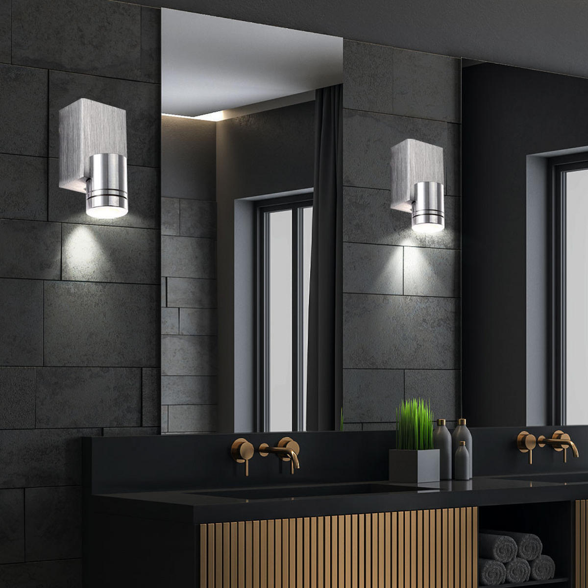 LED WANDLEUCHTE Gordon Aluminium Silber - Silberfarben, Metall (8.3/4.5/4cm) - Globo Lighting